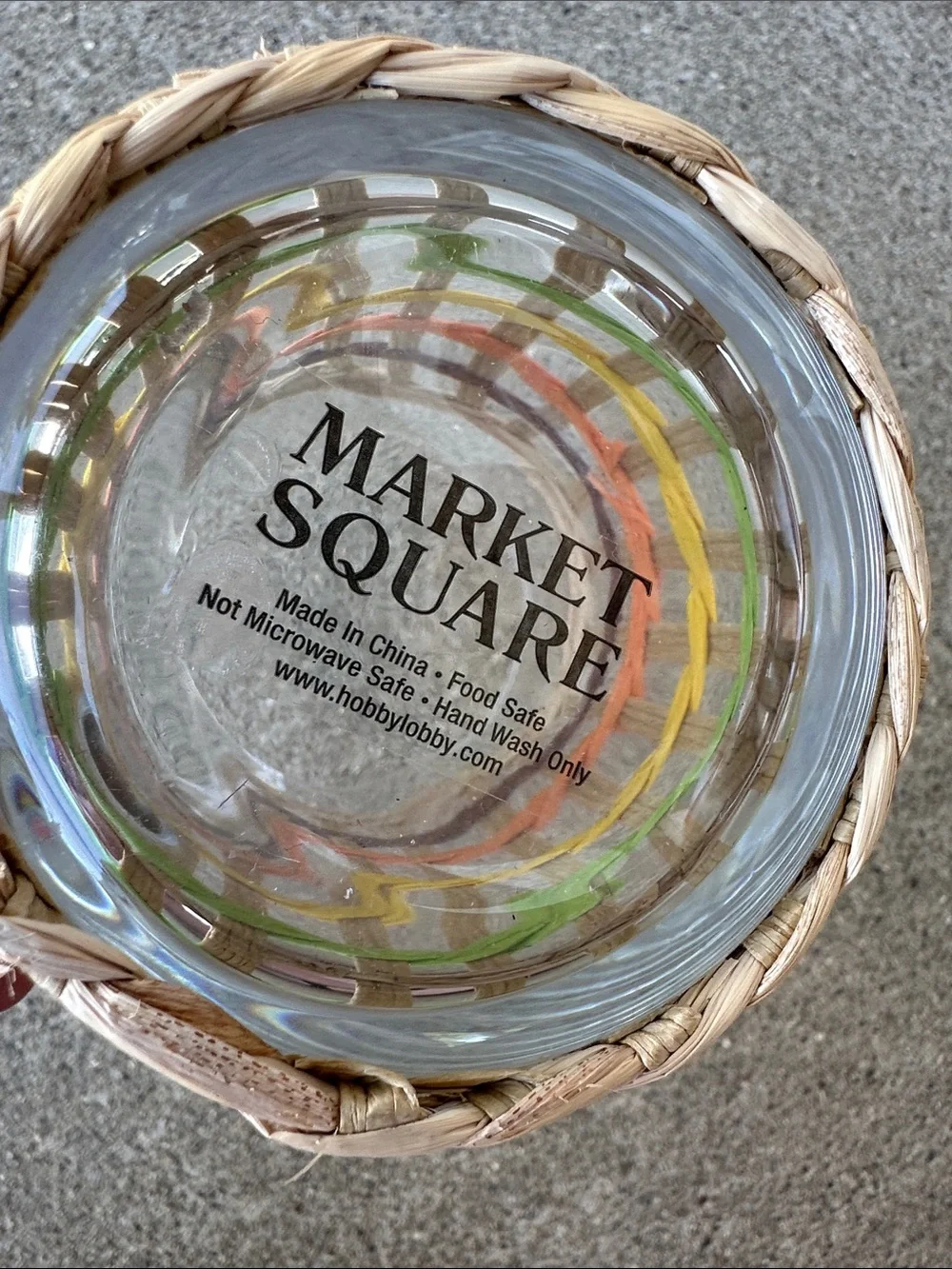 Market Square Multi-Color Woven Glass Mug New